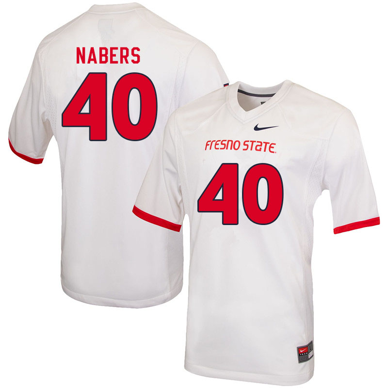 Men #40 Hunter Nabers Fresno State Bulldogs College Football Jerseys Sale-White - Click Image to Close
